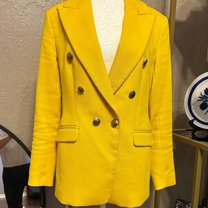 Banana Republic Vibrant Yellow Double-Breasted Blazer
